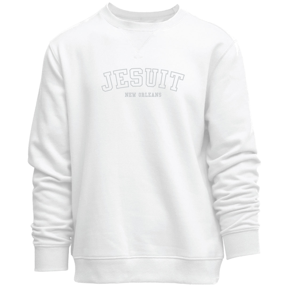 Camp David.
55% Cotton/45% Polyester, nearly 9 oz. sueded fleece.
The Everyday crew features set in sleeves, 2 x 2 rib and a fit for men and women alike. Size up for a roomier, comfort fit or pick your typical size for a more traditional fit.
Jesuit New Orleans tone on tone embroidery logo.