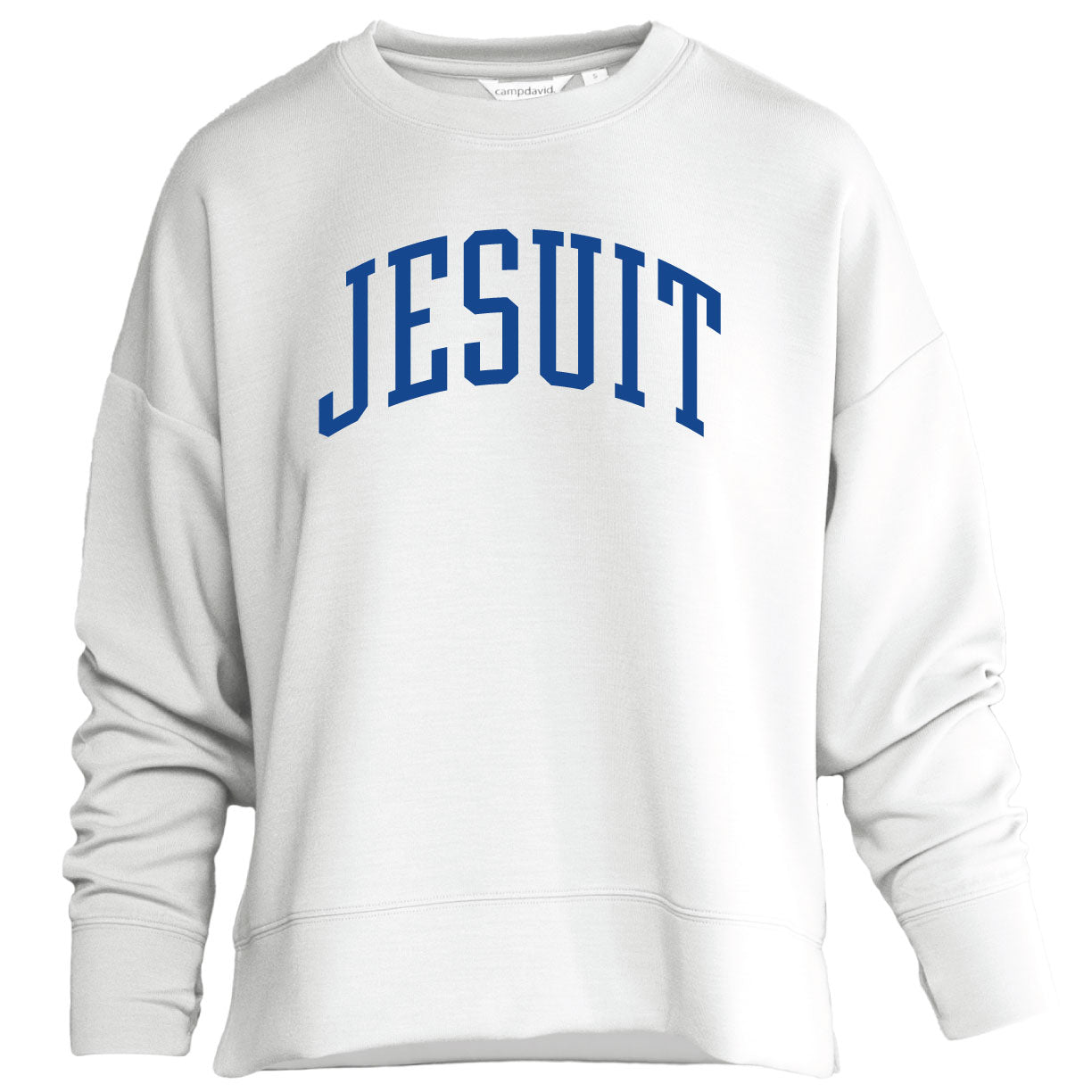 Camp David.
50% Modal/45% Polyester/5% Elastane.
This synthetic blend makes this classic crew a fresh, new must have. Self-fabric completes the collar, cuff and waistband.
JESUIT screen printed logo
