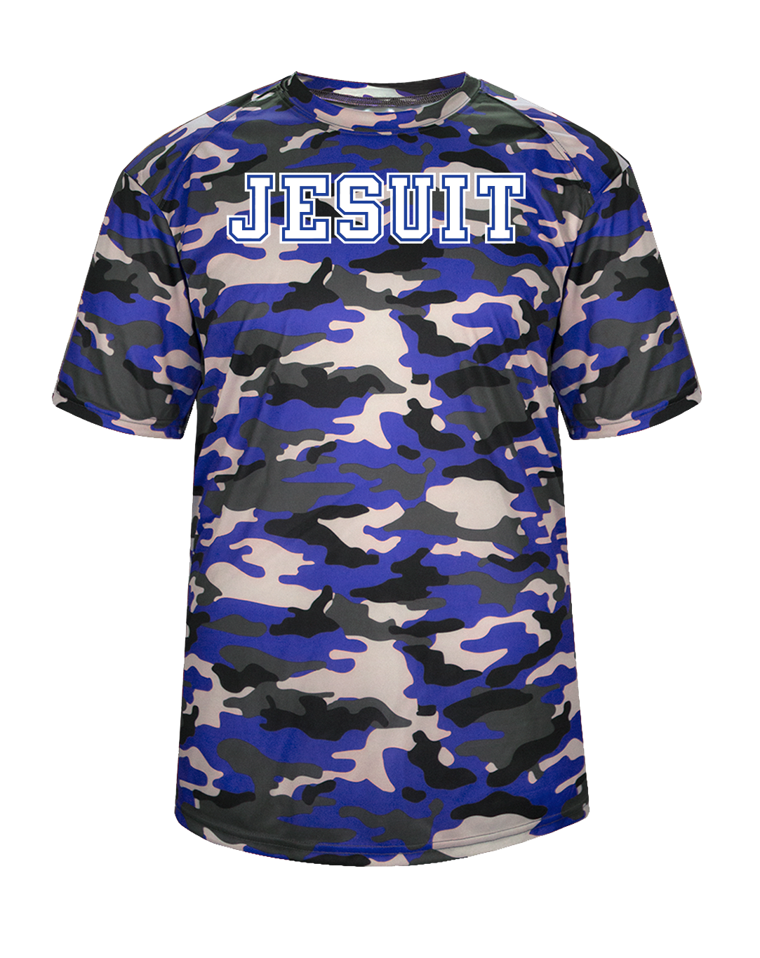 Badger Sport.
100% Polyester.
Paneled shoulder. Moisture management/odor protection fabric.
JESUIT logo.