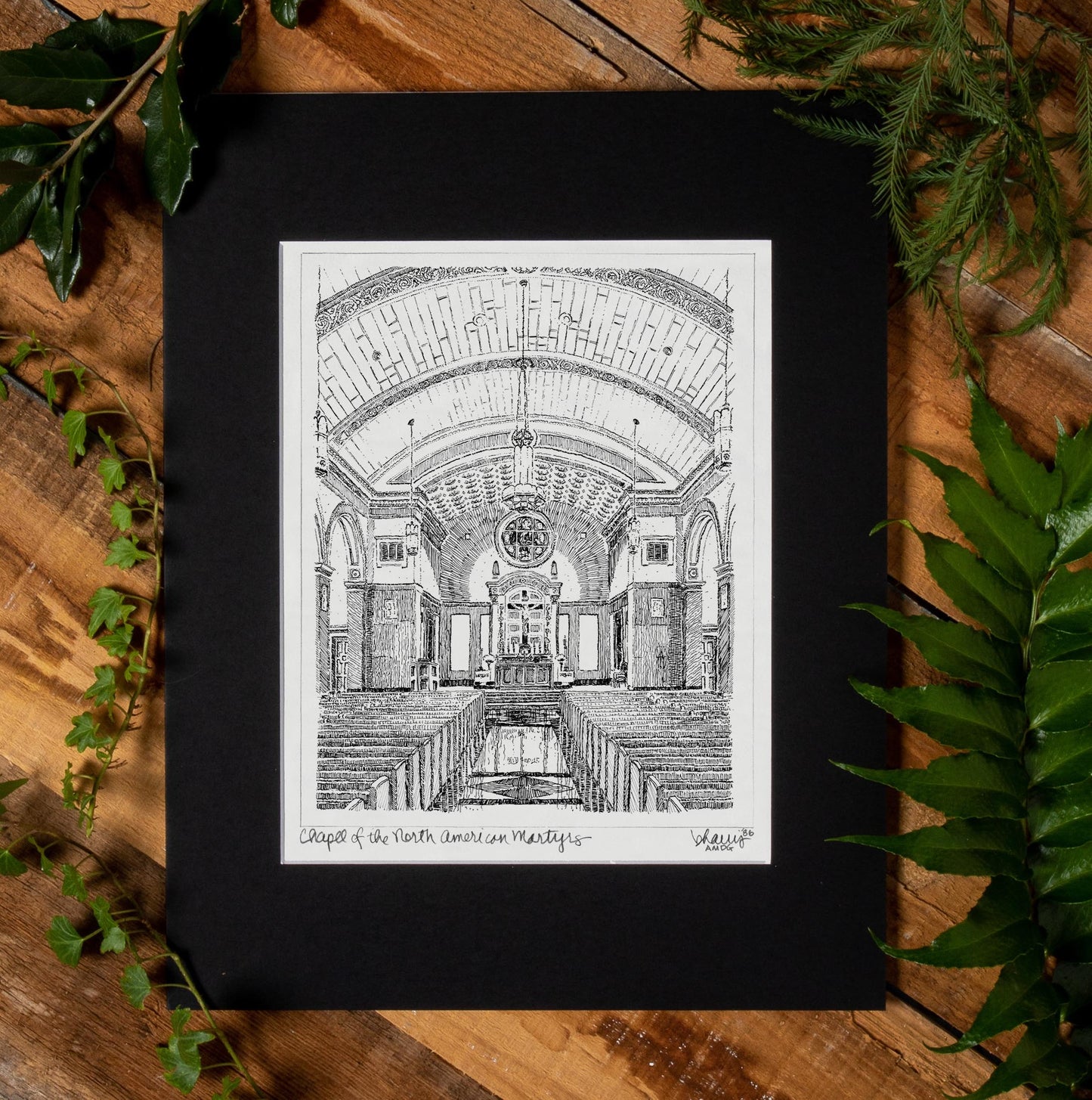BHarris Art. Fine art print on delicately textured watercolor paper, which nicely compliments the elegance of the original pen & ink drawing. Includes black mat. All exterior mat sizes conveniently fit standard frames (8" x 10", 16" x 20"). Artwork by JHS alumnus, Billy Harris '86.