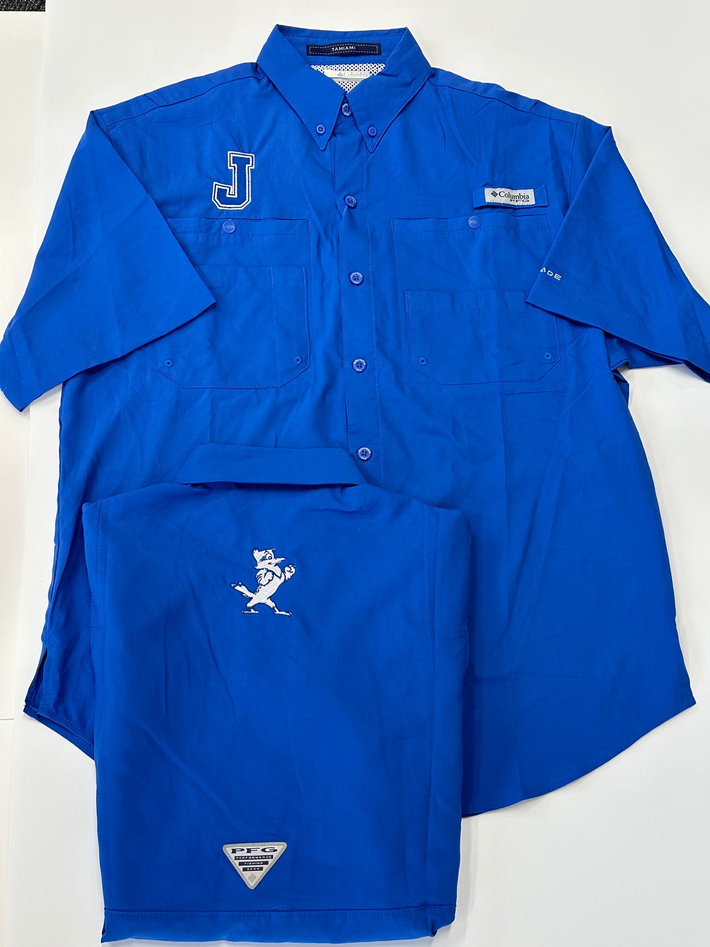 Columbia. Omni-WICK™ Omni-SHADE™ UPF 40 sun protection Vented Quick dry Rod Holder FABRIC Shell: 100% Polyester ripstop100% Polyester. J embroidered logo on front with Jayson embroidered logo on center back.
