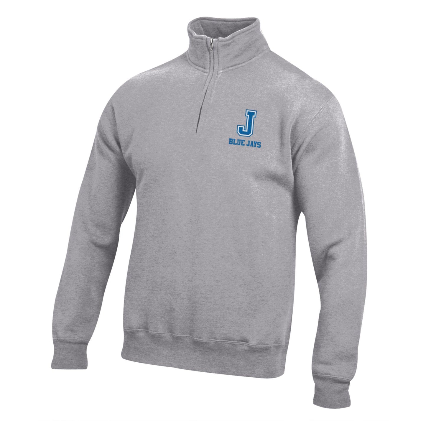 Gear For Sports.
75% Cotton/25% Polyester
9 oz. fleece. Brushed inside and out for the coziest fit and feel.
Stand collar and side seam pockets.
1x1 Cotton/spandex rib at cuff and waistband.
Embroidered J/ Blue Jays logo.