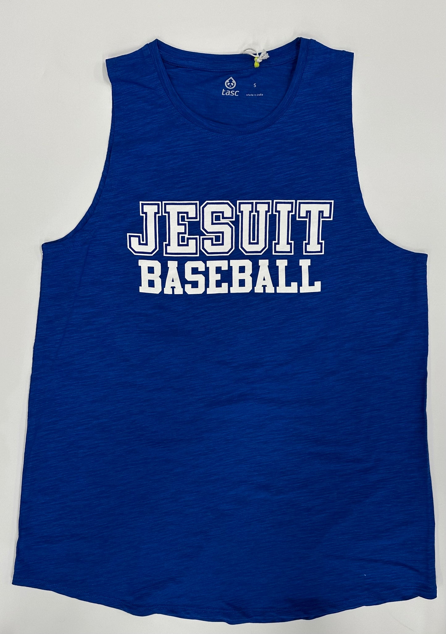 Tasc Performance.
53% Organic Cotton/43% Viscose from Bamboo, 4% Lycra Spandex.
Relaxed, A-line Fit. High crew neckline.& Slightly curved bottom hem. True side seam.
Approx. 26.5” body length. Machine Washable/Dryer Safe.
JESUIT BASEBALL logo.