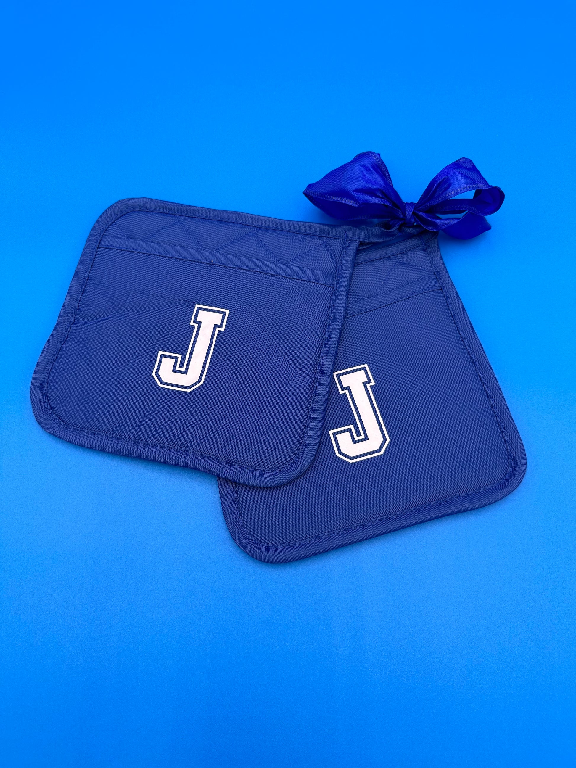 Royal Blue Potholders w/J logo.  Set of 2.