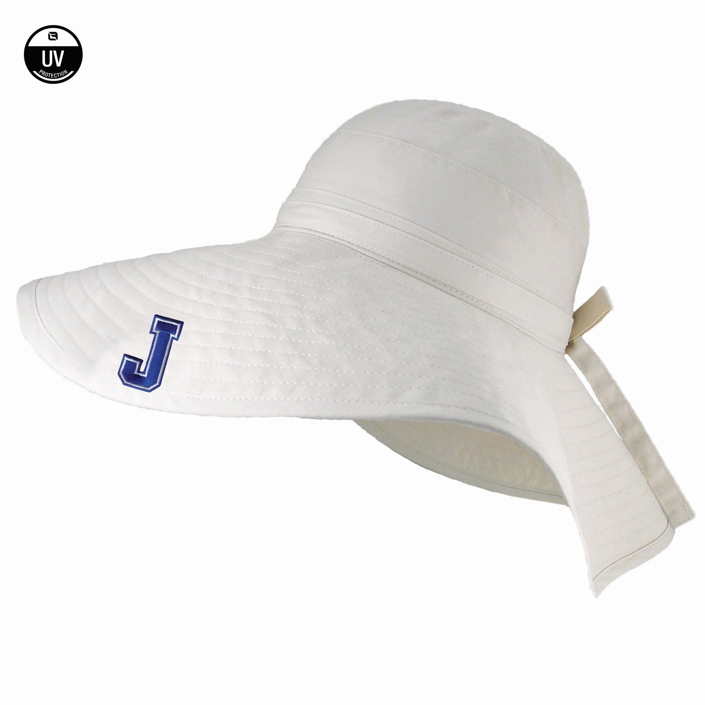 Logo Fit. Meet the Cabana Ladies UPF Cotton Sun Hat. Color is light pale pink. J logo on brim.