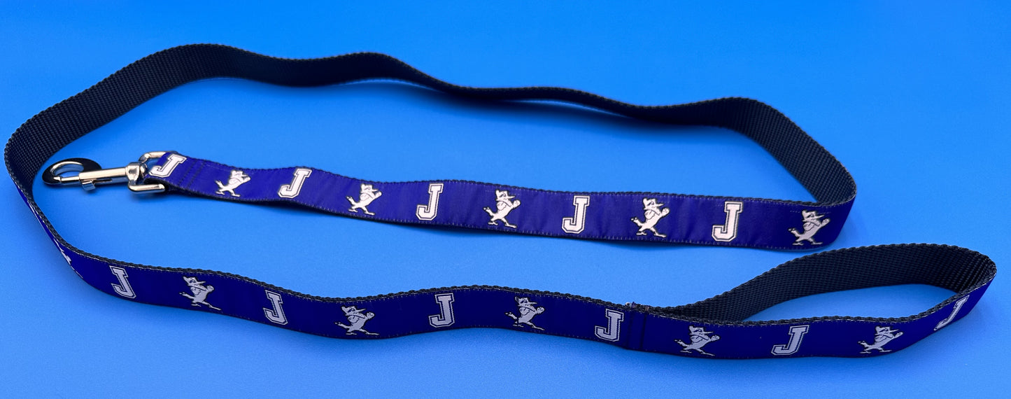 NOLA Couture. Show your dog's JESUIT Blue Jay Spirit! Measures 66". Woven Royal Blue J w/Jayson Ribbon on durable Nylon Wedding. Nickel Hardware.