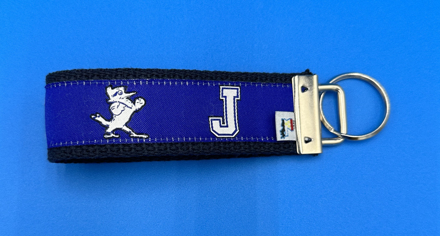 NOLA Couture. Woven Royal Blue J w/Jayson Ribbon on durable Nylon Webbing. Nickel Hardware.