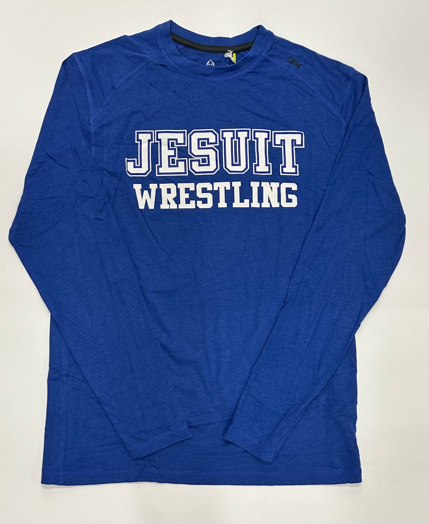 Tasc Performance.
Lightweight performance fabric for year-round comfort, modified raglan shoulder, 30" length.
52% Organic Cotton/43% Viscose from Bamboo/5% Lycra Spandex.
Jesuit WRESTLING logo.