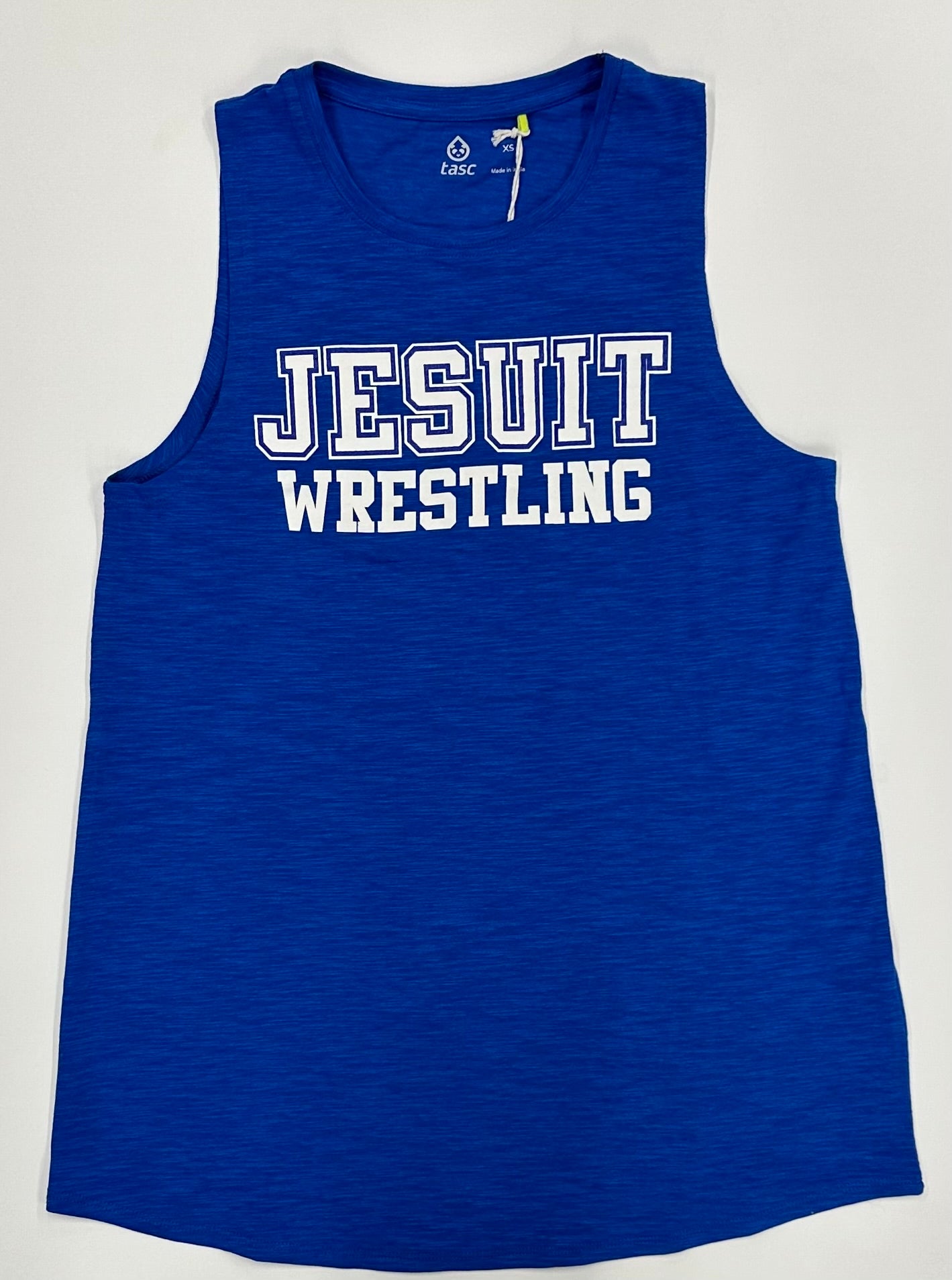 Tasc Performance.
53% Organic Cotton/43% Viscose from Bamboo, 4% Lycra Spandex.
Relaxed, A-line Fit. High crew neckline. Slightly curved bottom hem. True side seam.
Approx. 26.5” body length. Machine Washable/Dryer Safe.
JESUIT WRESTLING logo.