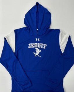 Under Armour. 100% Polyester. Lightweight Terry backed Armour fleece. Self-cuffs and hem.