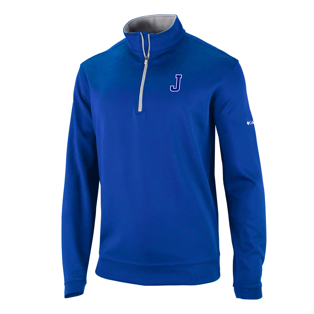 Columbia.

90% Polyester/10% Spandex.

This garment features Omni-WICK™ moisture-wicking technology and Omni-Shade™ UPF 30 sun protection to help keep you dry, comfortable, and protected from harmful UV rays. It is designed with a contrast collar and zipper for a stylish, modern look and offers lightweight comfort and durability.

J embroidered logo.