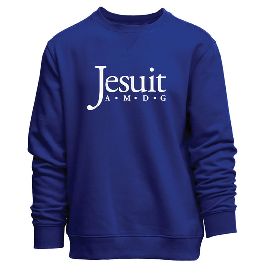Camp David.

60% Cotton/40% Polyester. 
9 oz. fleece.

Features set in sleeves, 2x2 rib. Roomy fit.

JESUIT AMDG embroidered logo