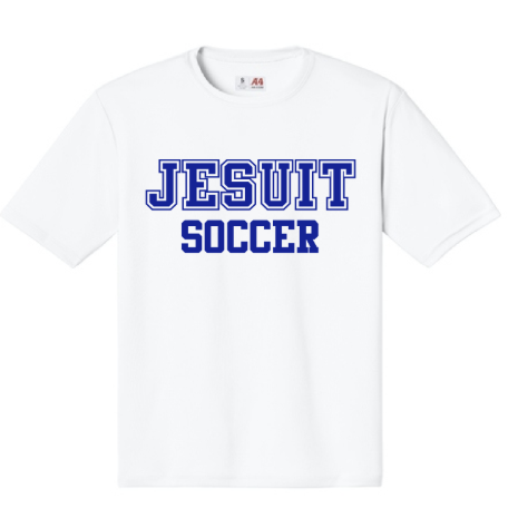 A4

100% Polyester - 3.5 oz.

Moisture management for all season comfort
Odor resistant and stain release fabric for easy care
Reinforced shoulder seams for extra durability
Double needle cover-stitch hem and neck

JESUIT SOCCER logo.