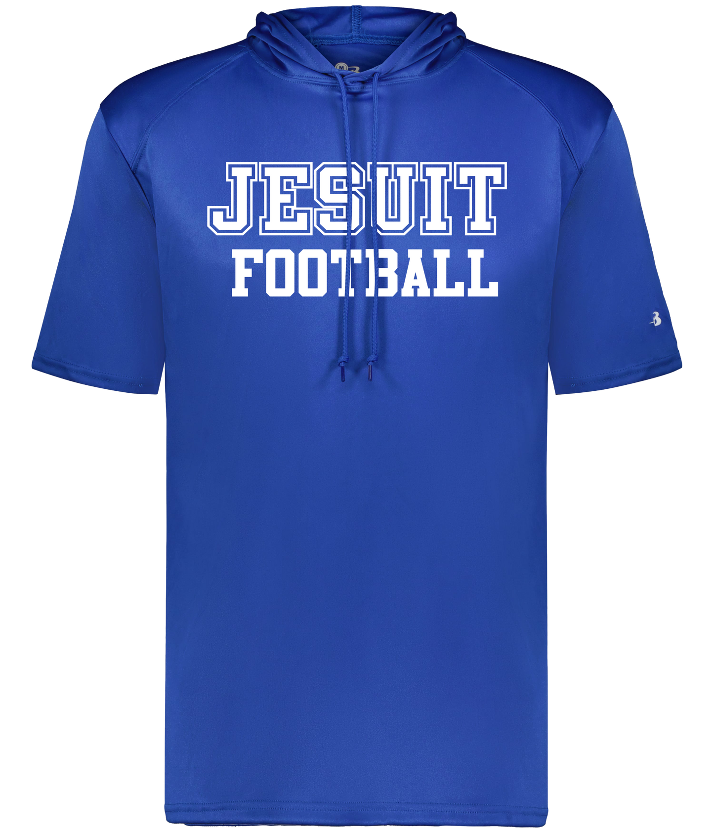 Badger.

100% Polyester performance fabric. Breathable, lightweight moisture wicking fabric.

Sport paneled shoulder for maximum movement. Overlapping hood.

JESUIT FOOTBALL logo.