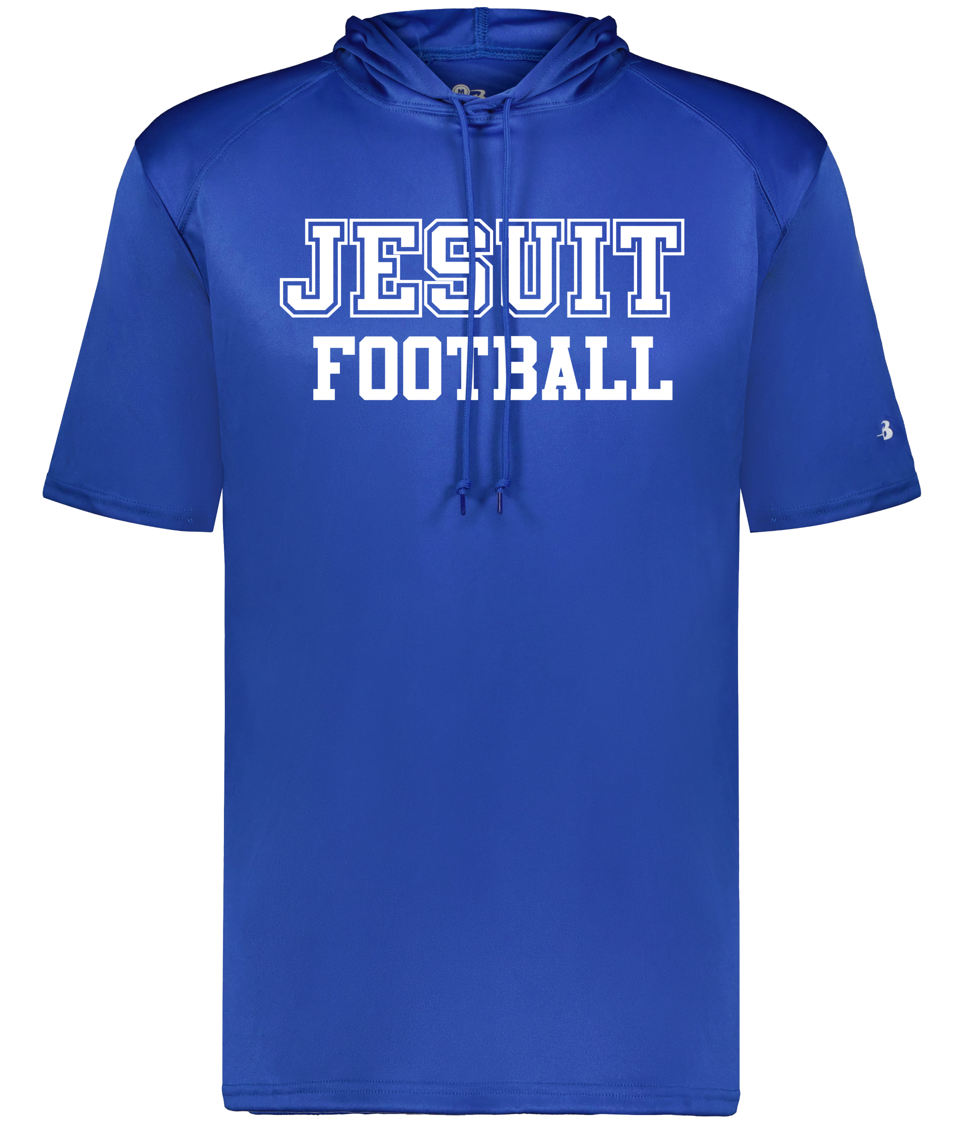 Badger.

100% Polyester performance fabric. Breathable, lightweight moisture wicking fabric.

Sport paneled shoulder for maximum movement. Overlapping hood.

JESUIT FOOTBALL logo.