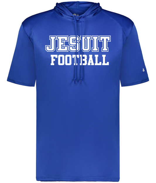 Badger.

100% Polyester performance fabric. Breathable, lightweight moisture wicking fabric.

Sport paneled shoulder for maximum movement. Overlapping hood.

JESUIT FOOTBALL logo.
