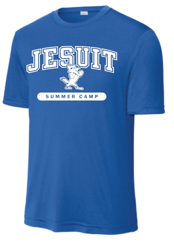 Sport-Tek.
100% polyester dry-fit.
Lightweight, roomy & highly breathable. Moisture wicking. Set-in sleeves.
JESUIT summer camp logo
Blue camp shirts are worn for grades 
K-3.