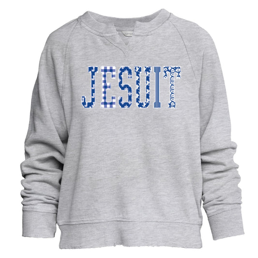 Camp David.

66%Cotton/34% Polyester Fleece.

This split neck crew sweatshirt features the garment dyeing process and a unique wash. The washes variation in color can be seen on the 2x2 rib used at the neckline, cuff and waistband.

Fun JESUIT logo.