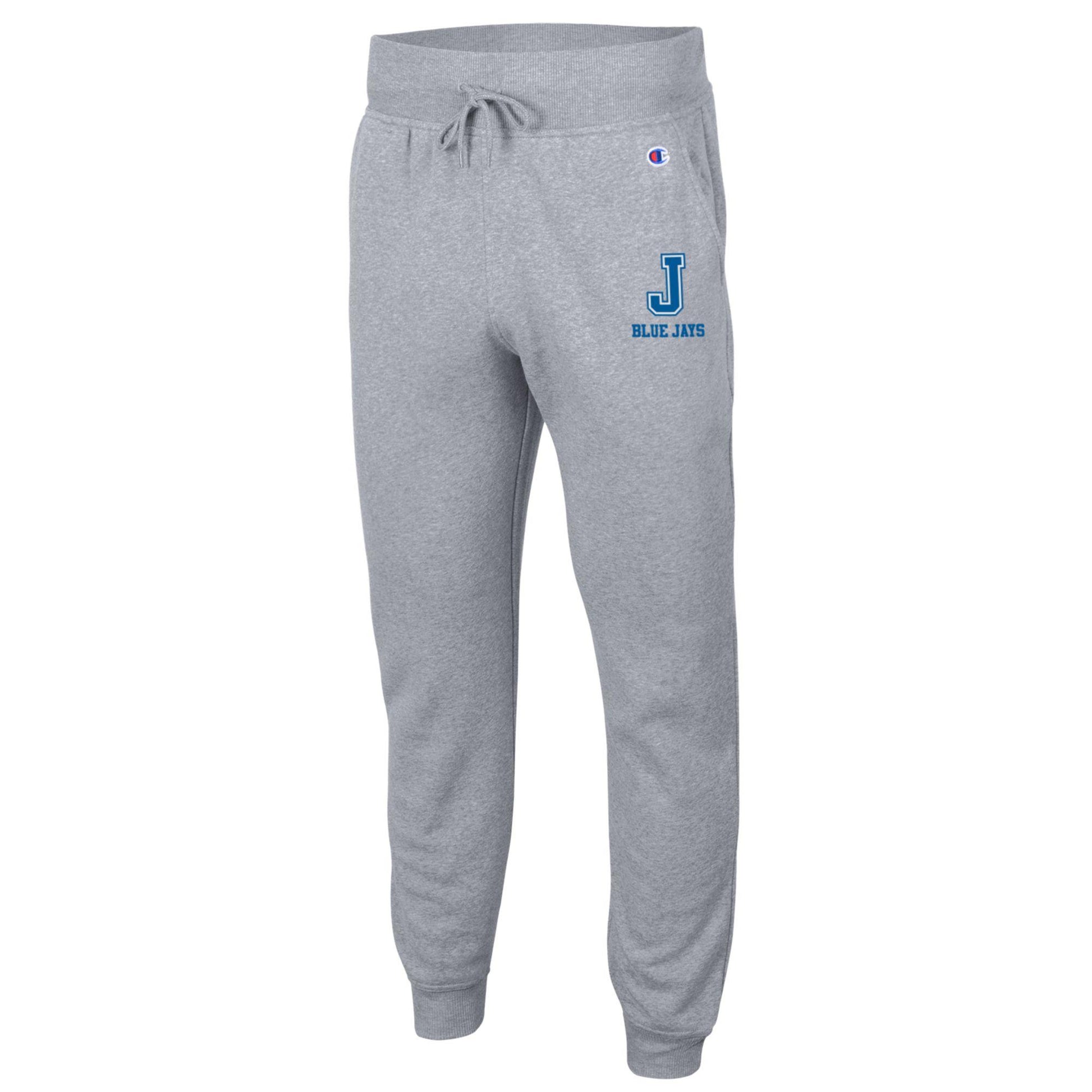 Champion.

47% polyester/39% cotton/14% rayon fleece.

2 x 2 rib at cuffs &amp; waistband

Classic fitting jogger w/drawcord at waist.

Hand pockets with jersey pocket bags.