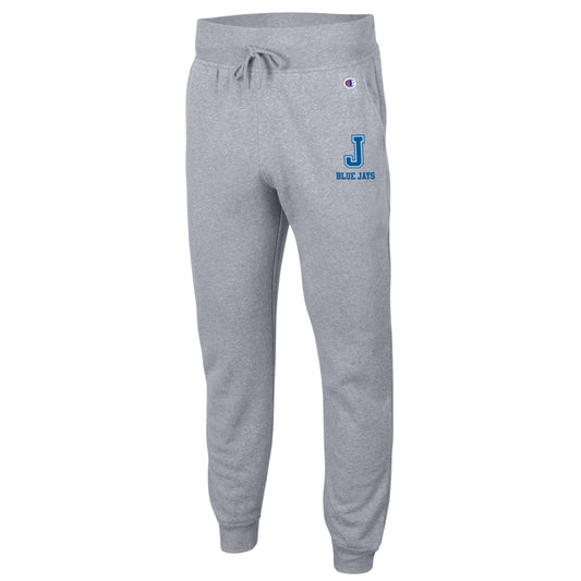 Champion.

47% polyester/39% cotton/14% rayon fleece.

2 x 2 rib at cuffs &amp; waistband

Classic fitting jogger w/drawcord at waist.

Hand pockets with jersey pocket bags.