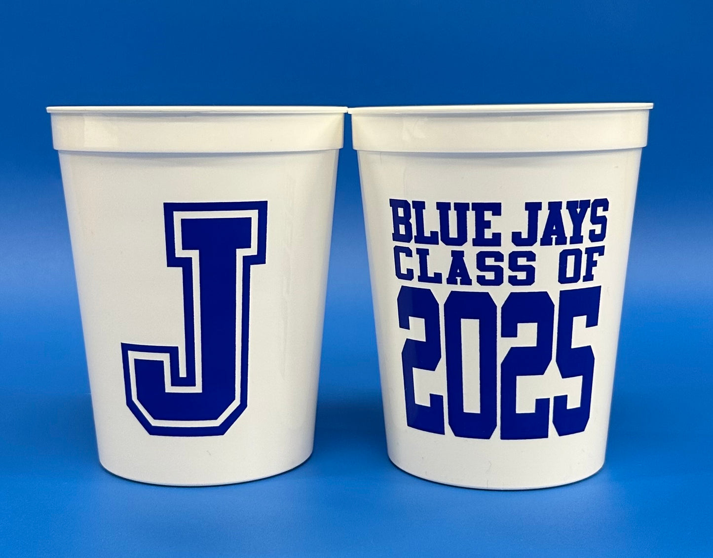 Plastic stadium cups. 16 ounces. Set of 10 cups. Class of 2025.