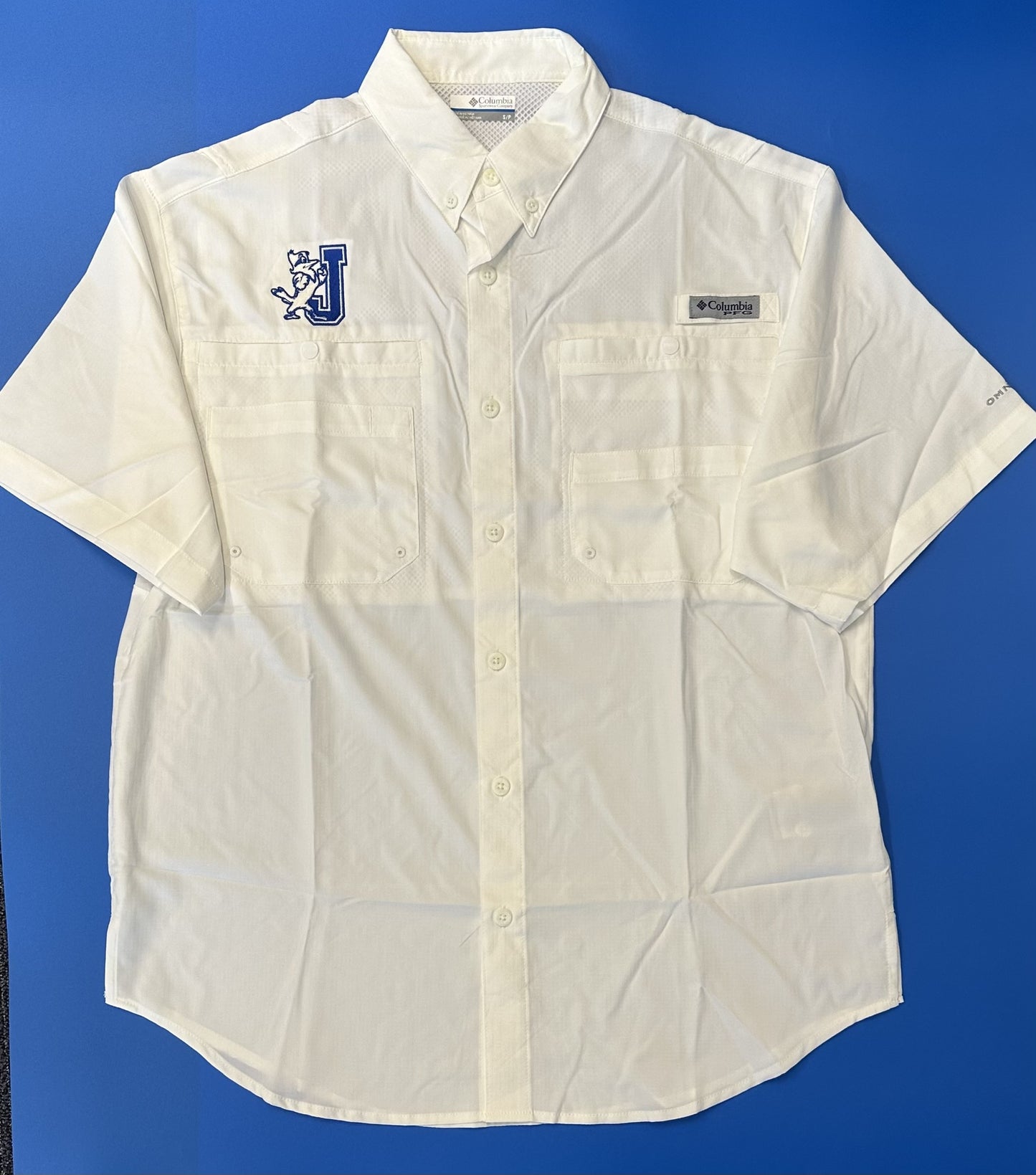 Columbia.  Omni-WICK™ Omni-SHADE™ UPF 40 sun protection Vented Quick dry Rod Holder  FABRIC Shell: 100% Polyester ripstop100% Polyester.  J/Jayson embroidered logo.