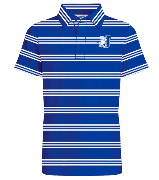 Garb.

88% Polyester/12% Spandex with UPF 50+

Youth sublimated striped athletic polo. The spandex blend ensures a comfortable fit that moves with your child. Classic polo silhouette

J/Jayson embroidered logo.