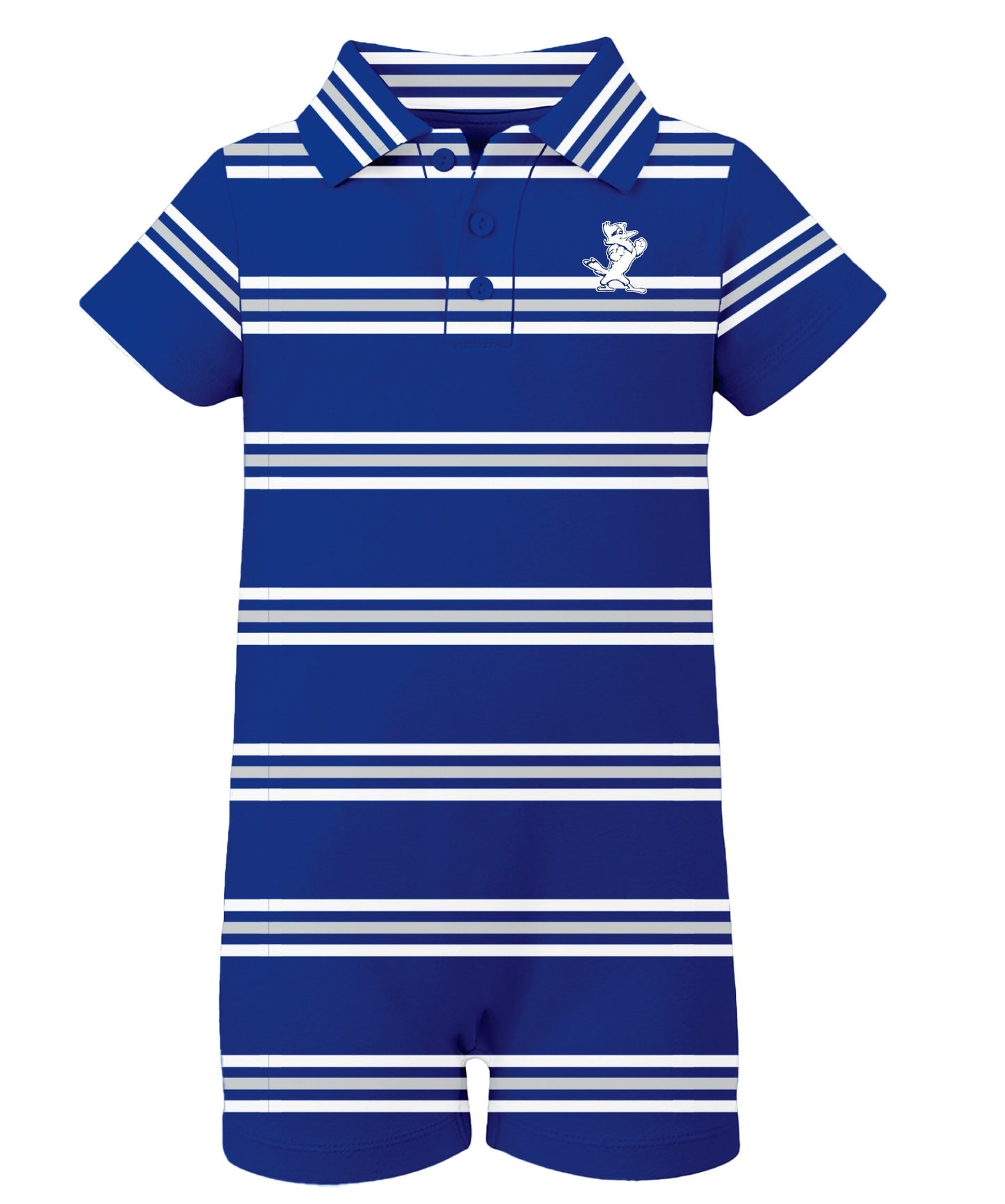 Garb.

88% Polyester/12% Spandex - UPF 50+

A classic polo style romper with 4-Button Snap Closure.

Embroidered Jayson Logo.