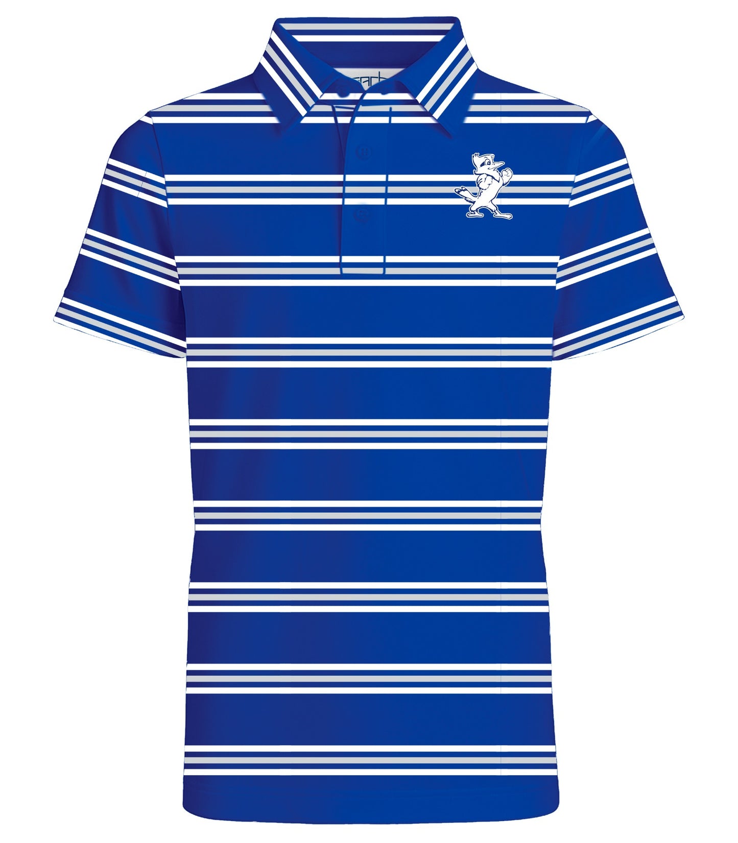 Garb.

88% Polyester/12% Spandex with UPF 50+

Youth sublimated striped athletic polo. The spandex blend ensures a comfortable fit that moves with your child. Classic polo silhouette

Jayson embroidered logo.