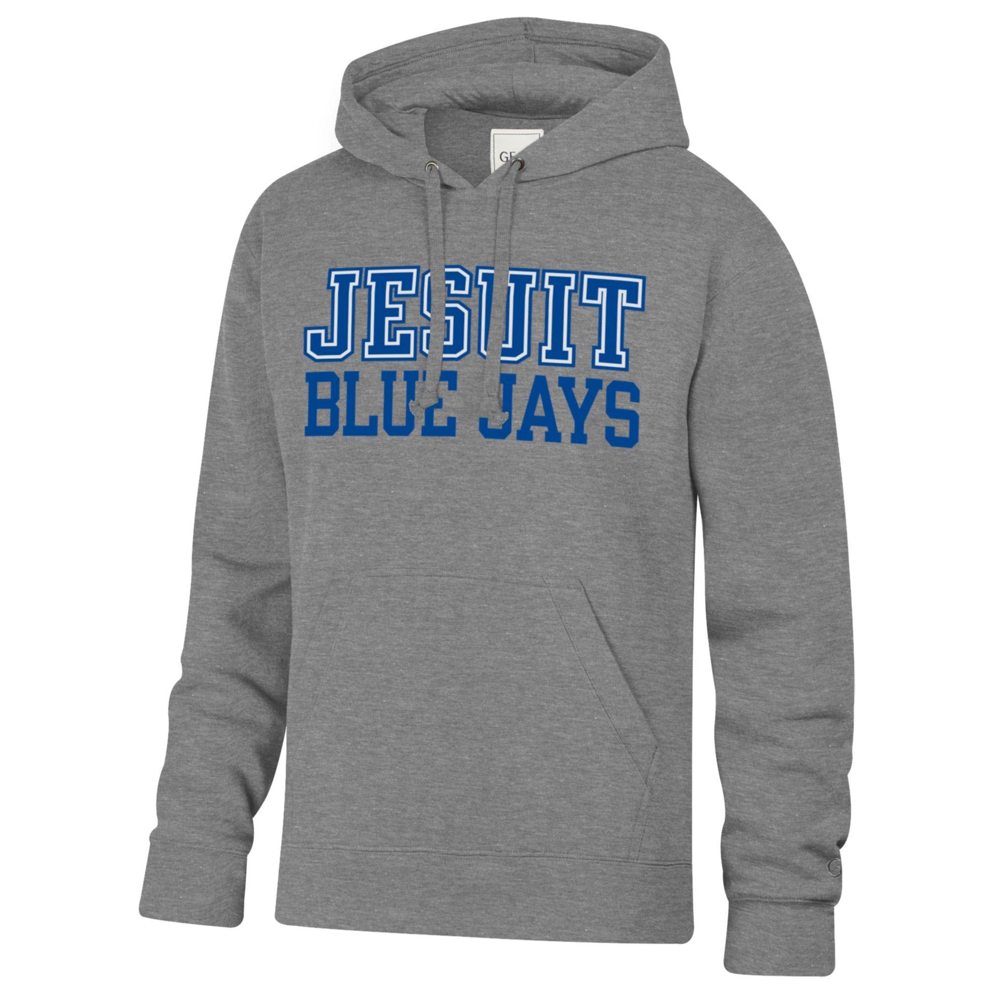 Gear for Sports.

75% Cotton/25% Polyester - 9 oz. fleece.

This hoodie is brushed inside &amp; out for the coziest fit & feel. Jersey lined hood with full draw cord and front pouch pocket. 1 x 1 Cotton/Spandex rib at cuff, waistband, and pocket openings.

Jesuit Blue Jays logo.