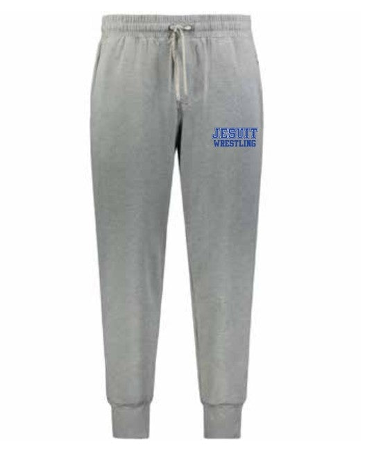 Holloway.

89% Recycled Polyester/44% Polyester/11% Spandex.

Lightweight soft knit. Covered elastic waistband with outside drawcord. Front pockets with inner valuable pocket inside left pocket. Back pocket with zipper. Tapered leg.

Jesuit Wrestling Logo - Screen printed.

THIS IS A PRE-ORDER. PRODUCT SHOULD ARRIVE BY MID OCTOBER.