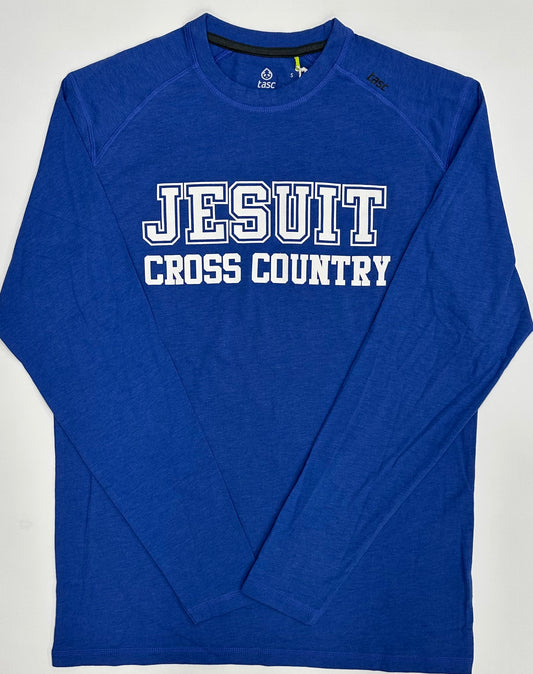 Tasc Performance.

Lightweight performance fabric for year-round comfort, modified raglan shoulder, 30" length.

52% Organic Cotton/43% Viscose from Bamboo/5% Lycra Spandex.

Jesuit CROSS COUNTRY logo.