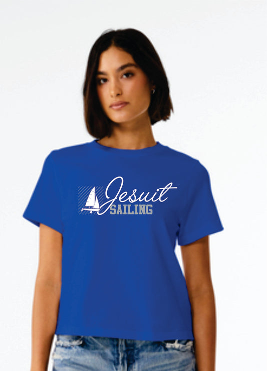 Bella + Canvas.

100% Cotton 6 oz.

This Heavyweight Tee is the perfect boxy tee that allows it to be paired with any bottom.

Features: Side-seamed. Boxier, relaxed fit. Set-in sleeves. Double stitched neck. Mid length.

THIS IS A PRE-ORDER.  ORDERS WILL BE READY END NOVEMBER.

JESUIT SAILING LOGO.
