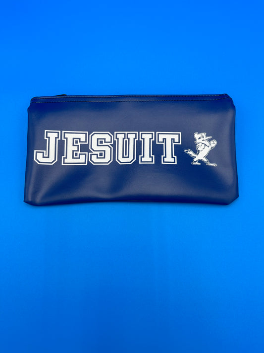 Royal blue Jesuit with Jayson logo. Vinyl zippered case.  Measures 10.5" x 6".