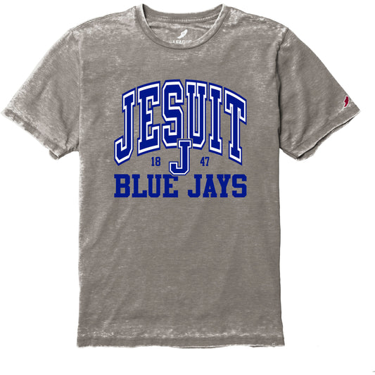 League Apparel.

50% Cotton/50% Polyester.

Super soft blend, slight burnout, tonal stitching on sleeves and hem.

Jesuit Blue Jays 1847 logo.