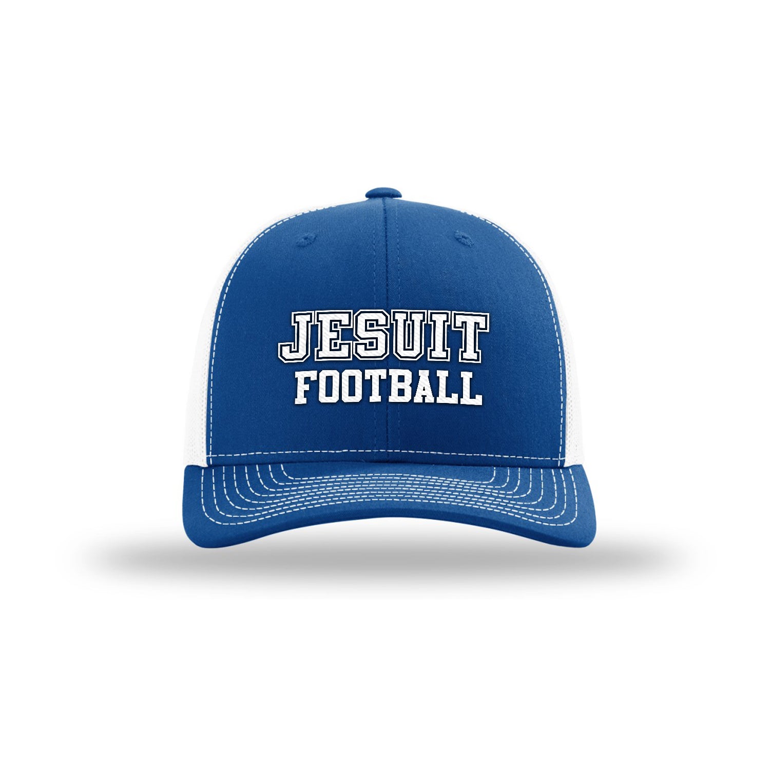 Richardson

60% Cotton/40% Polyester w/100% Nylon. Adjustable fit.

Precurved. Mid Pro Adjustable Snapback. Cotton Sweatband.

JESUIT FOOTBALL logo.