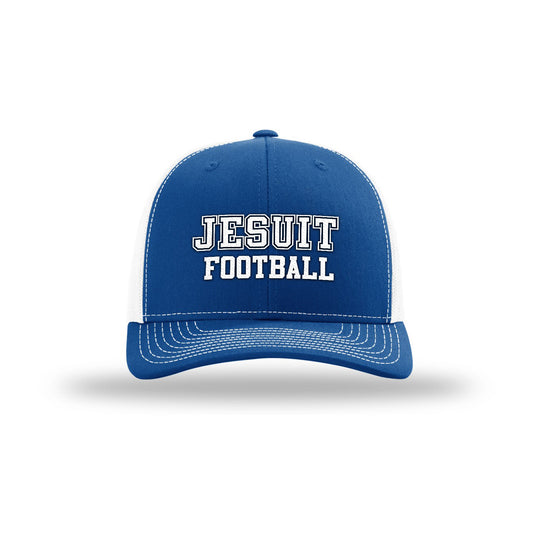 Richardson

60% Cotton/40% Polyester w/100% Nylon. Adjustable fit.

Precurved. Mid Pro Adjustable Snapback. Cotton Sweatband.

JESUIT FOOTBALL logo.