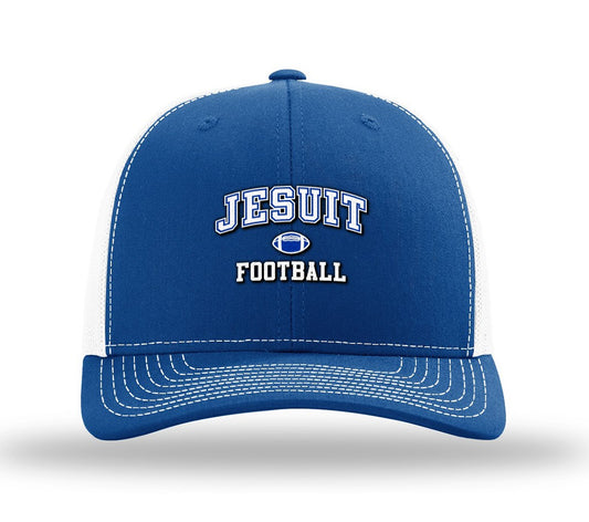 Richardson

60% Cotton/40% Polyester w/100% Nylon. Adjustable fit.

Precurved. Mid Pro Adjustable Snapback. Cotton Sweatband.

JESUIT FOOTBALL logo.