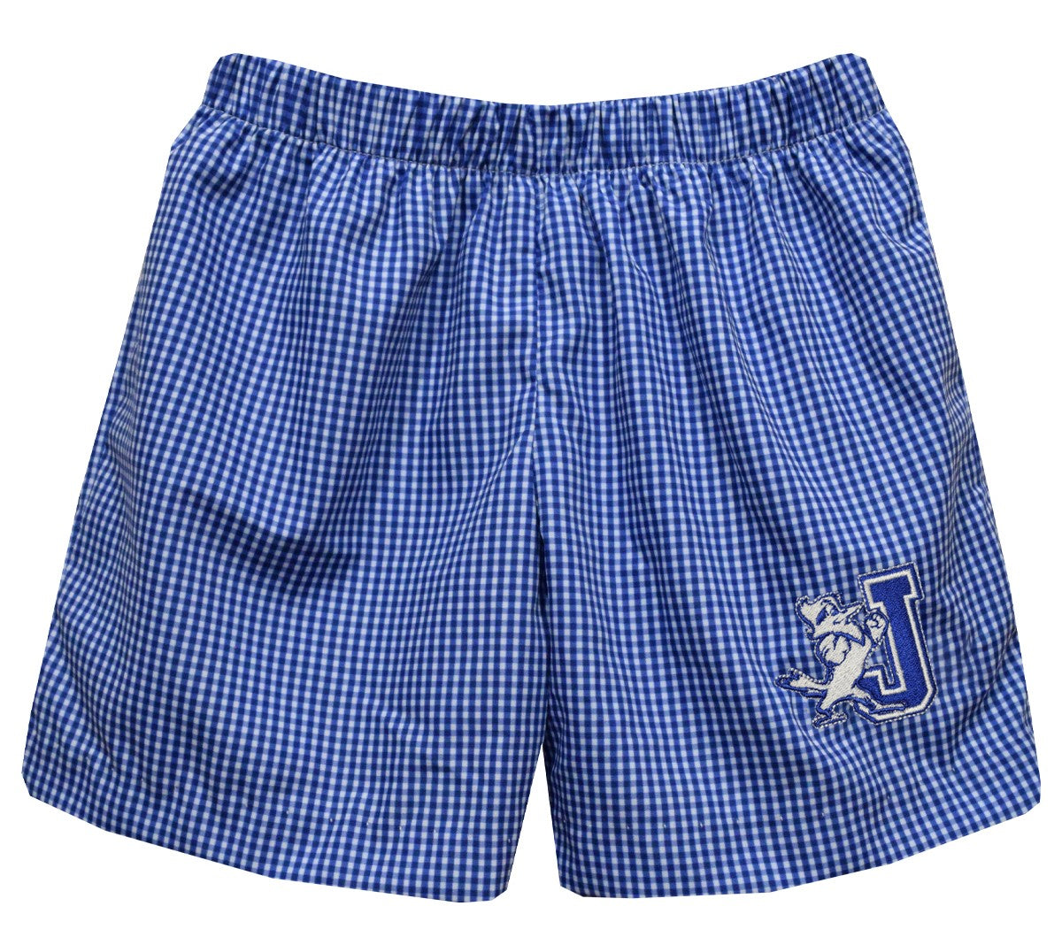 Vive La Fete.  55% Polyester/45% Cotton.  Machine Wash.  Embroidered J/Jayson Logo.  This boy's classic pull-on elastic waist short will show off his Blue Jay Spirit!