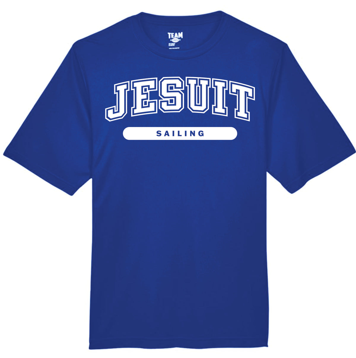 Team 365.

100% Polyester.

Self-Collar. Set in sleeve construction.

JESUIT SAILING logo